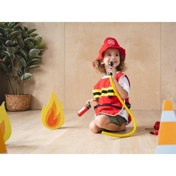 Fire Fighter Costume Kids & Wooden Toy Play Set Cheap - Image 4