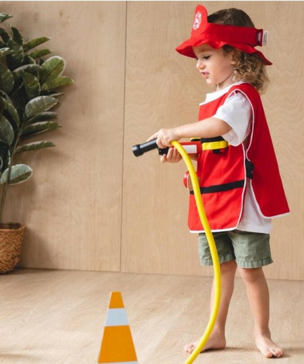 Fire Fighter Costume Kids & Wooden Toy Play Set Cheap