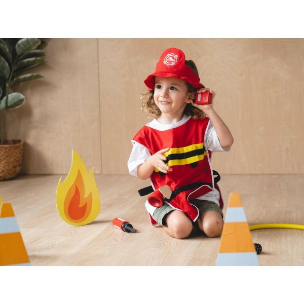 Fire Fighter Costume Kids & Wooden Toy Play Set Cheap - Image 5