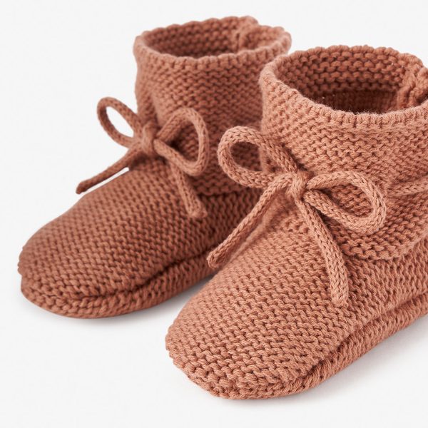 Rust Garter Knit Baby Booties Online Hot Sale - Image 2