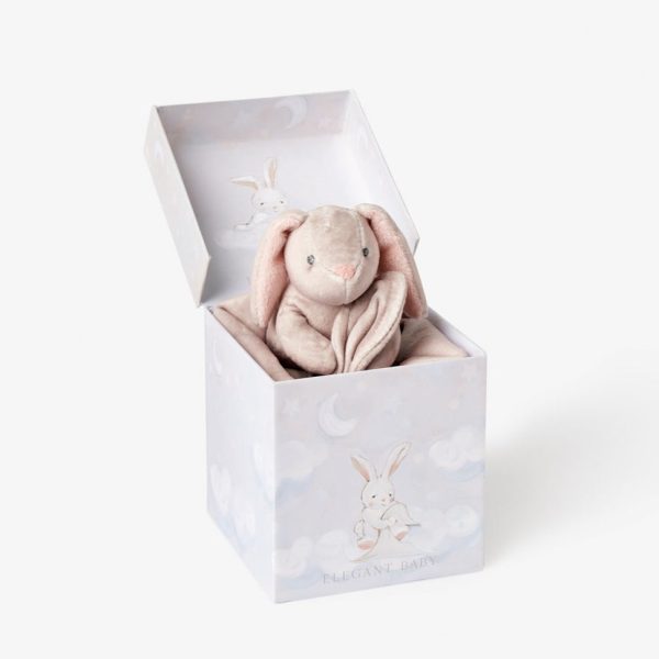 Taupe Lovie Bunny Security Blankie w  Gift Box Fashion