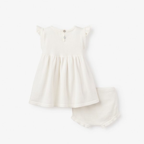 Tea Party Flutter Sleeve Knit Baby Dress For Discount - Image 4
