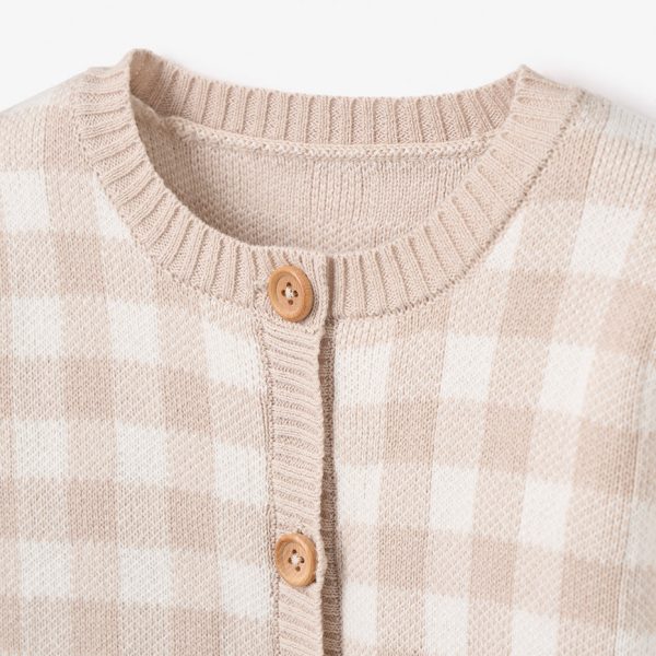 Wheat Gingham Cardigan Cheap - Image 4