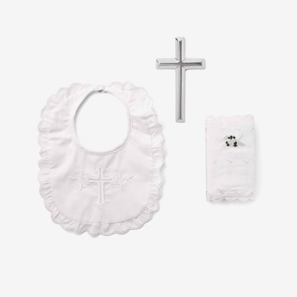 Girls  Bible, Cross, & Bib Christening Gift Set Cheap