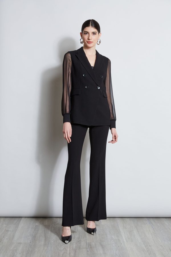 Double Breasted Chiffon Sleeve Blazer on Sale - Image 3