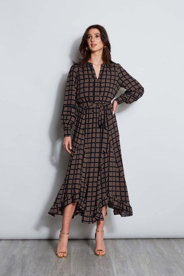 T-Tahari Icon Dot Midi Dress Hot on Sale