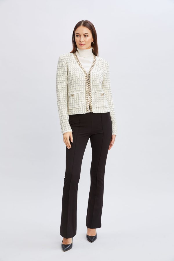 Chain Trim Metallic Cardigan Online Hot Sale - Image 4