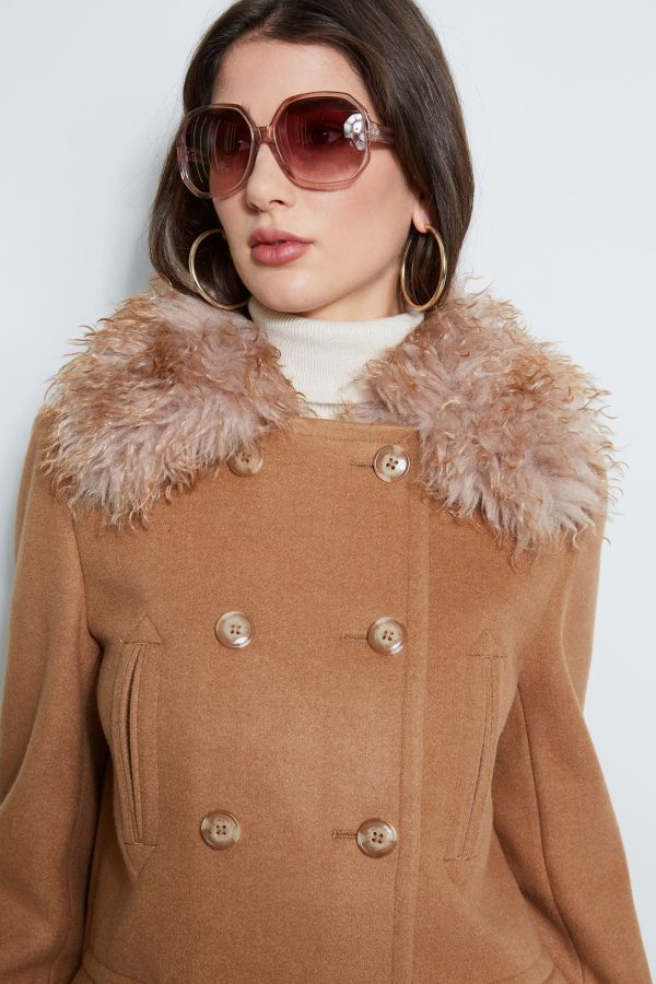 Faux Fur Collar Peacoat For Discount - Image 2