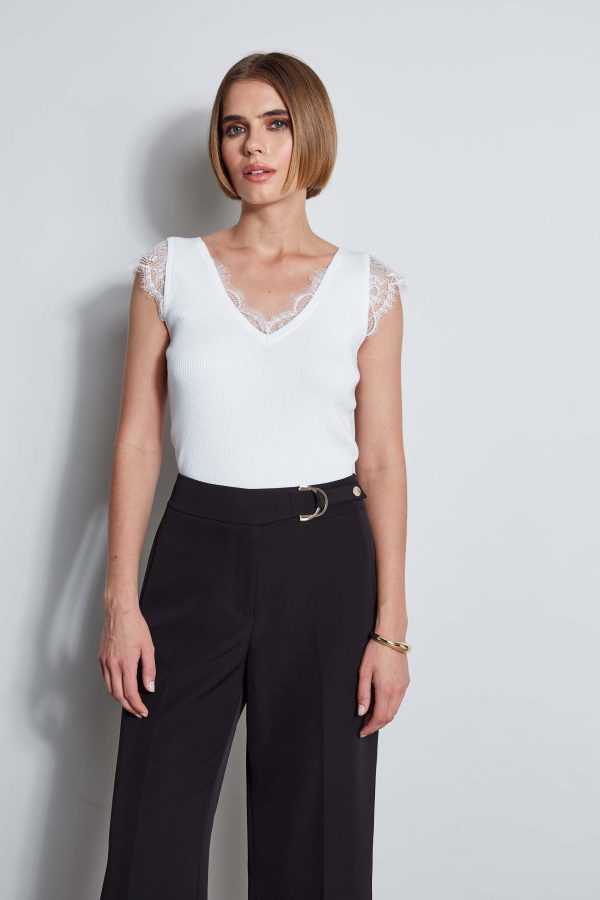 T-Tahari Lace Trim Sweater Online