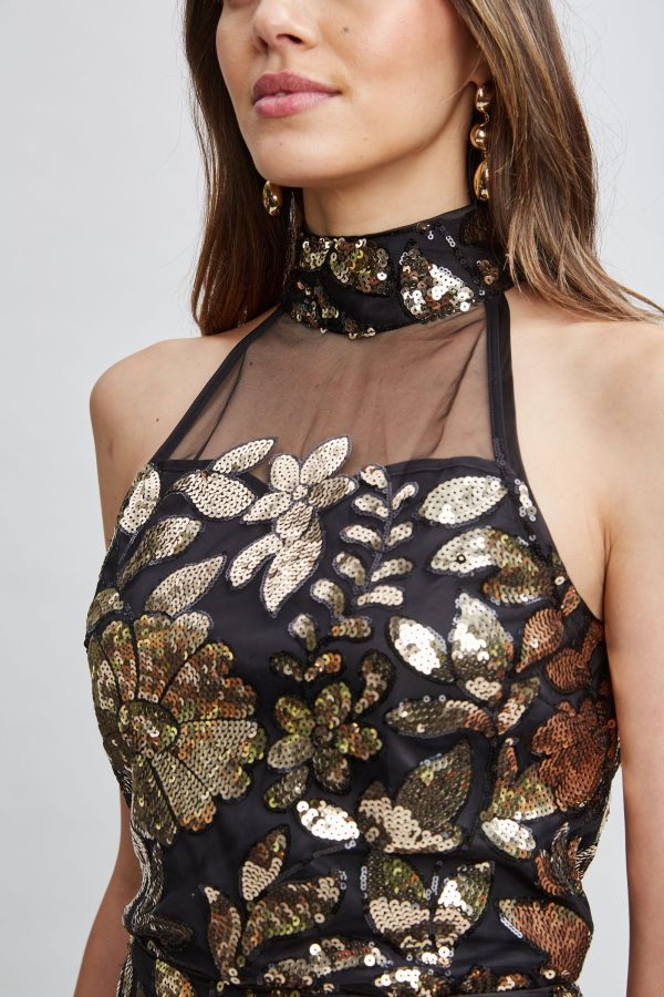 Floral Sequin Halter Top on Sale - Image 4