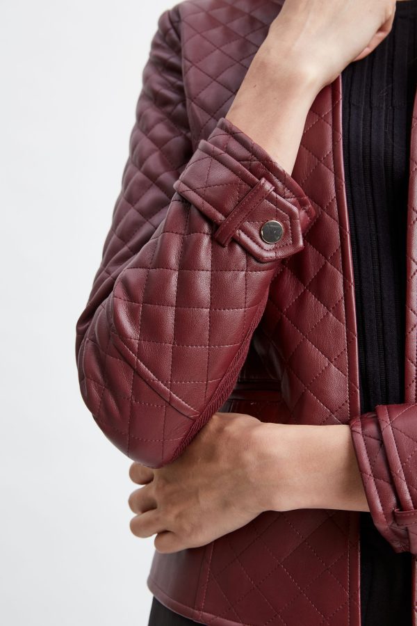 Vegan Leather Quilted Jacket Online now - Image 4